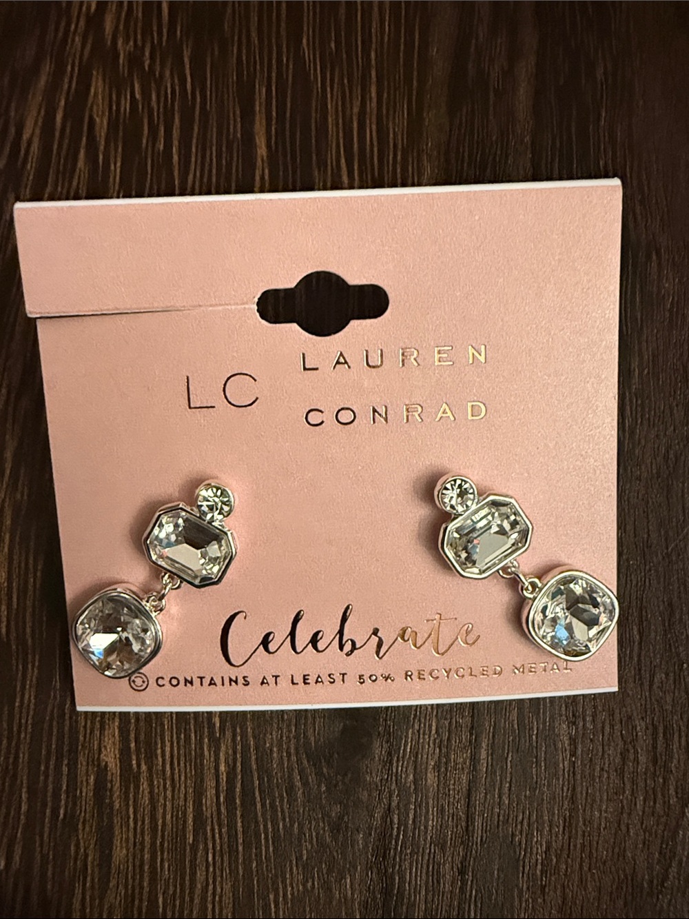 LC Lauren Conrad Silver-Tone Clear Crystal Dangle Earrings